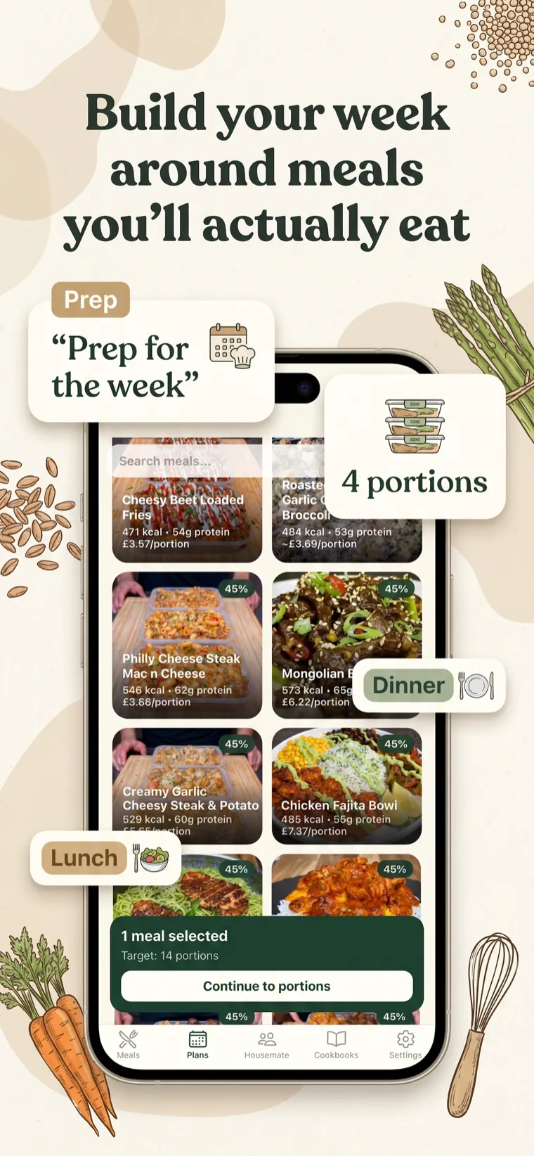Build your week around meals you'll actually eat.