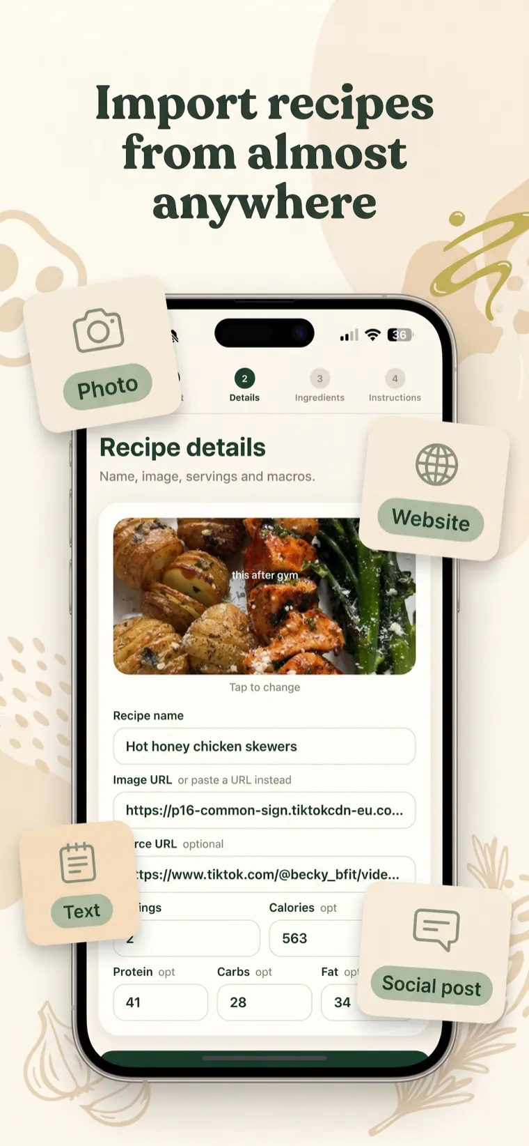 Import recipes from almost anywhere.